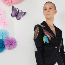 Load image into Gallery viewer, Black Patchwork Blazer - UK8/10