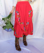 Load image into Gallery viewer, Red Embroidered Folk Skirt - UK8/10