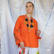 Load image into Gallery viewer, Orange Floral Embroidered Top - UK10-14