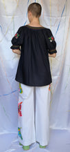 Load image into Gallery viewer, Black Floral Embroidered Top - UK8-14