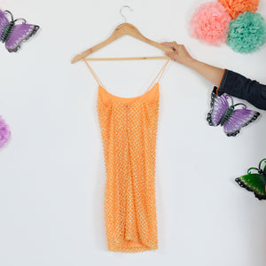 Orange Pearl Dress - PETITE UK4