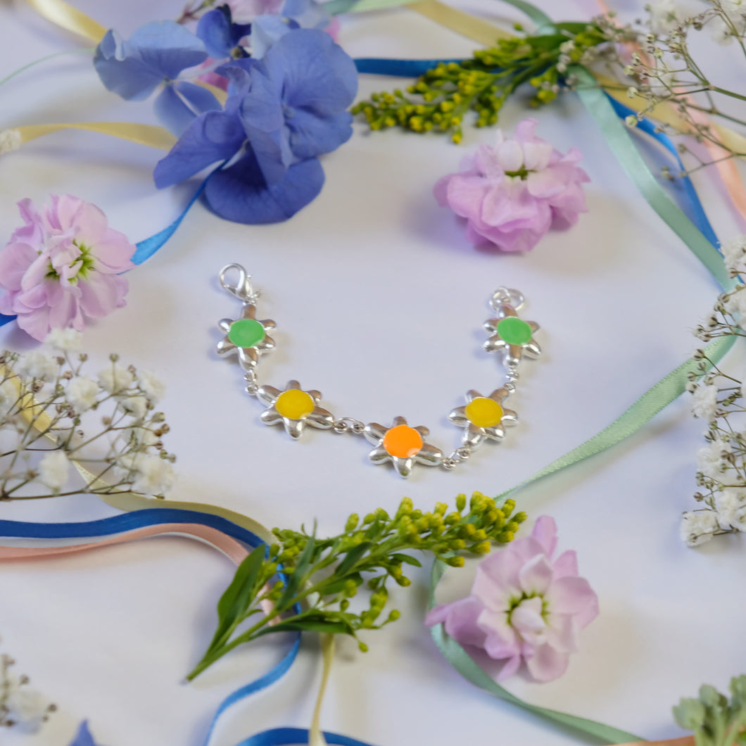 Silver Plated Flower Bracelet