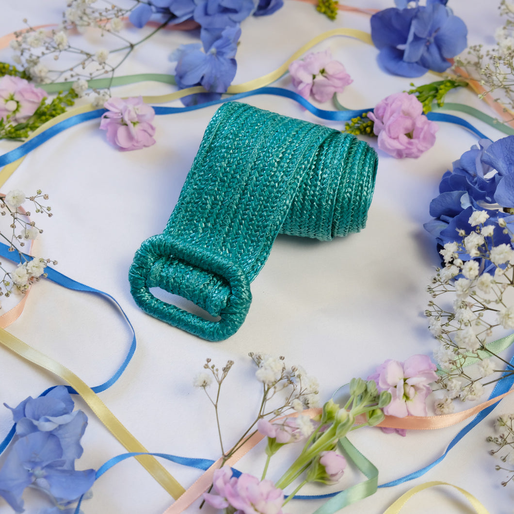 Turquoise Straw Belt