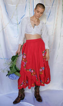 Load image into Gallery viewer, Red Embroidered Folk Skirt - UK8/10
