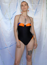 Load image into Gallery viewer, Orange &amp; Blue Swimsuit - UK6
