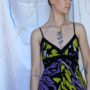 Green & Purple Swirl Print Dress - UK10