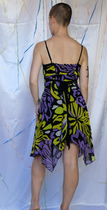 Green & Purple Swirl Print Dress - UK10