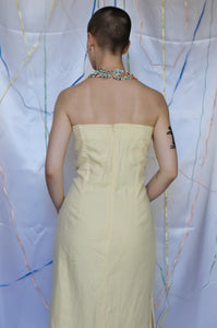 Yellow Linen Strapless Dress - UK10