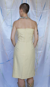 Yellow Linen Strapless Dress - UK10