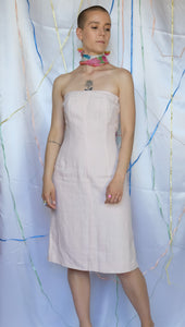 Pink Linen Strapless Dress - UK8/10