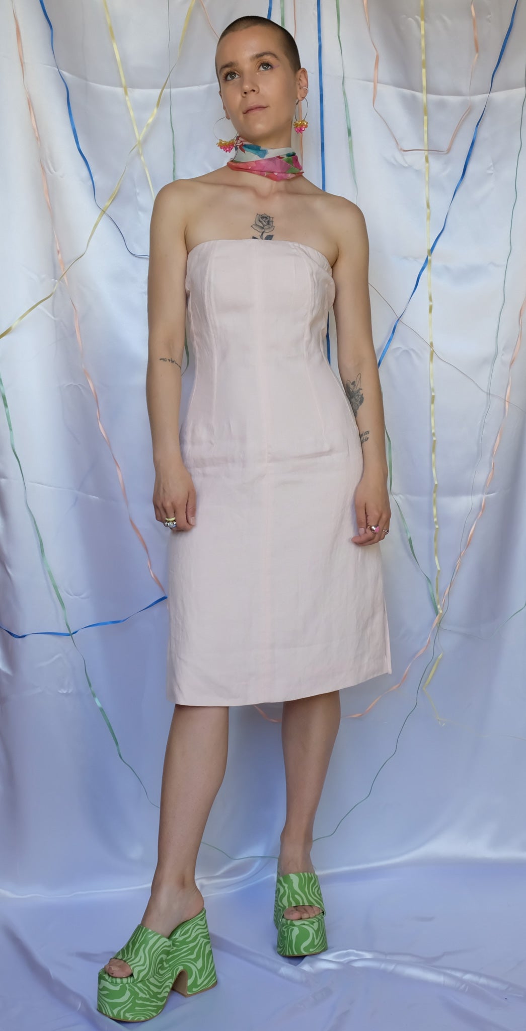 Pink Linen Strapless Dress - UK8/10 Nobody's Empire Pink Linen Strapless Dress - UK8/10 Nobody's Empire