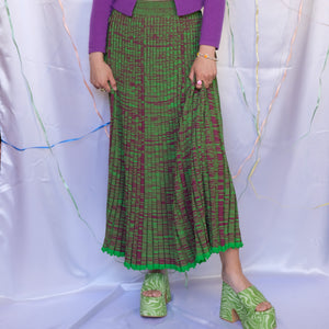 Green & Purple Knit Skirt - UK10/12